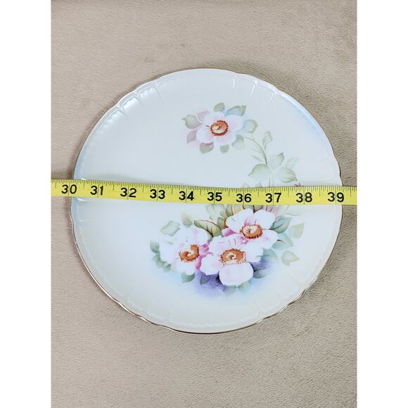 Lefton China Rounded Plate Magnolia Pattern Gold Trim 9" Hand Painted KF2521 Vtg - Picture 11 of 11